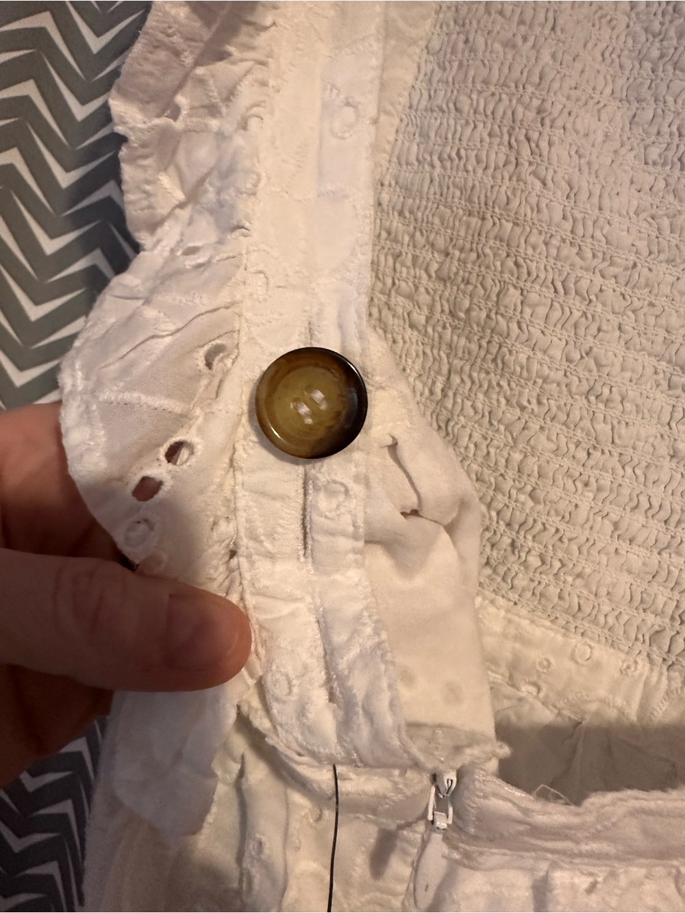 NWT Lulus | Sweet Bliss White Eyelet Ruffled Backless Mini Dress, S - Picture 9 of 9
